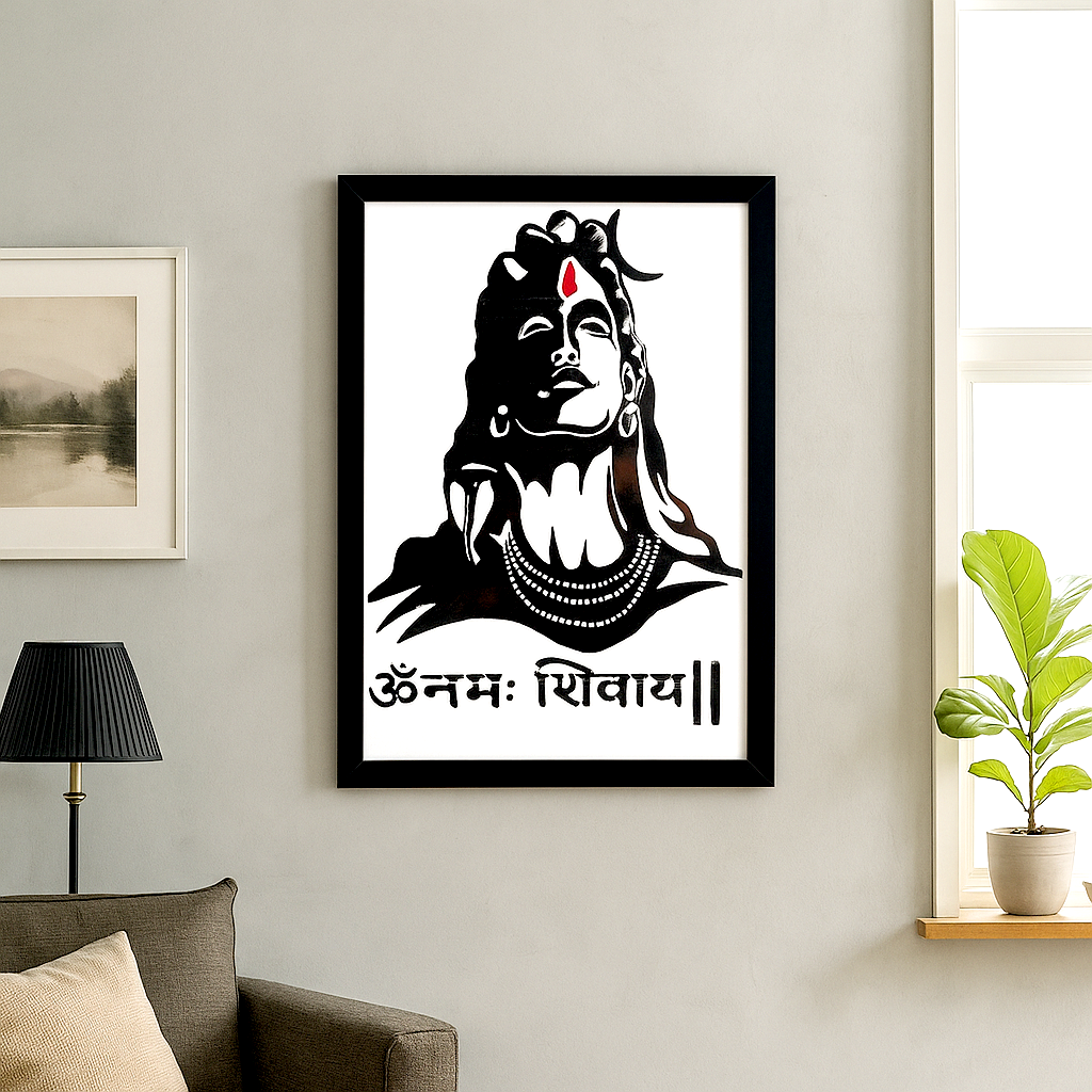 Om Namah Shivaya – Handmade Acrylic Wall Art | Gloss Varnished Finish | Sanskrit Frame for Home & Temple Decor