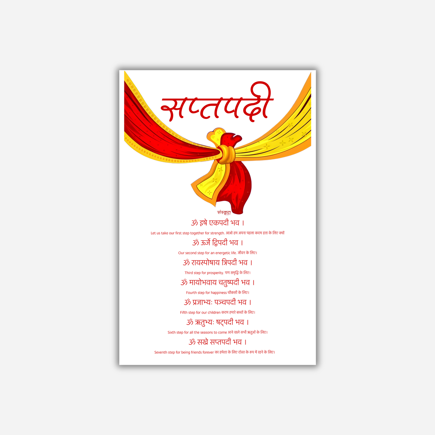 Saptapadi Mantra – Poster Marriage and Anniversary Gift