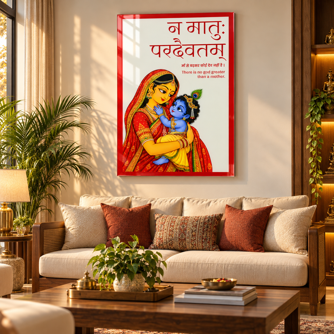 न मातुः परदैवतम् Sanskrit Shloka Acrylic Wall Frame